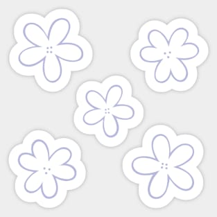 Minimal Abstract Flowers - White with pastel lilac purple border Sticker